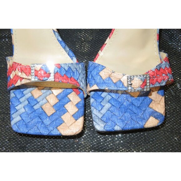 JUSTFAB Braided Vegan Leather Ankle Strap Stiletto Heeled Sandals size 38 US 8 - Picture 2 of 12